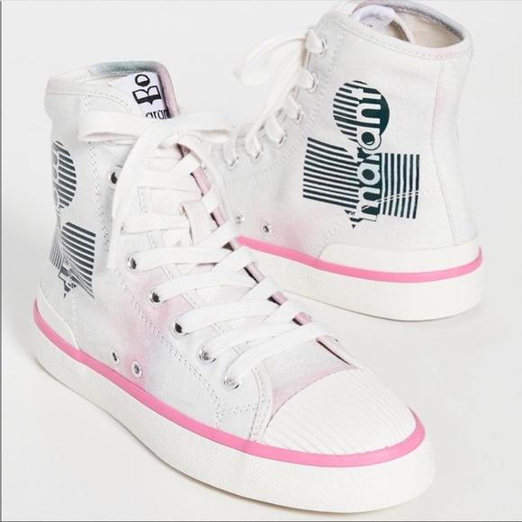 Isabel Marant | High Top Logo Sneaker BenKeen Tye Dye Denim Size 8 Barbie Core - Picture 2 of 14